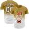 Custom Old Gold White-Black 3D Pattern Design Gradient Mother's Day Flower Authentic Baseball Jersey
