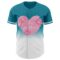 Custom Teal White-Light Pink 3D Pattern Design Gradient Mother's Day Love And Flower Authentic Baseball Jersey
