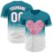 Custom Teal White-Light Pink 3D Pattern Design Gradient Mother's Day Love And Flower Authentic Baseball Jersey