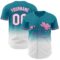 Custom Teal White-Pink 3D Pattern Design Gradient Mother's Day Love And Flower Authentic Baseball Jersey