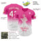 Custom Pink White-Neon Pink 3D Pattern Design Gradient Mother's Day Family Love Authentic Baseball Jersey