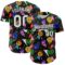 Custom Black White 3D Pattern Design Funny Cartoon Emoji Face Authentic Baseball Jersey