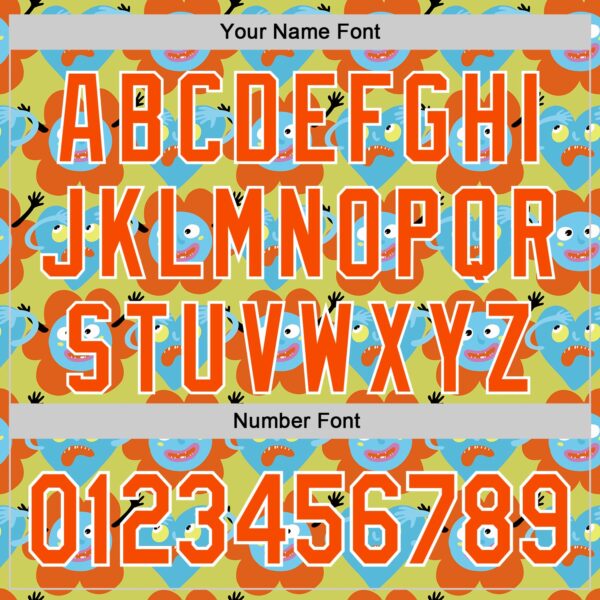 Custom Neon Yellow Orange-White 3D Pattern Design Funny Cartoon Flower And Heart Authentic Baseball Jersey