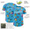 Custom Sky Blue White 3D Pattern Design Funny Cartoon Animal Authentic Baseball Jersey