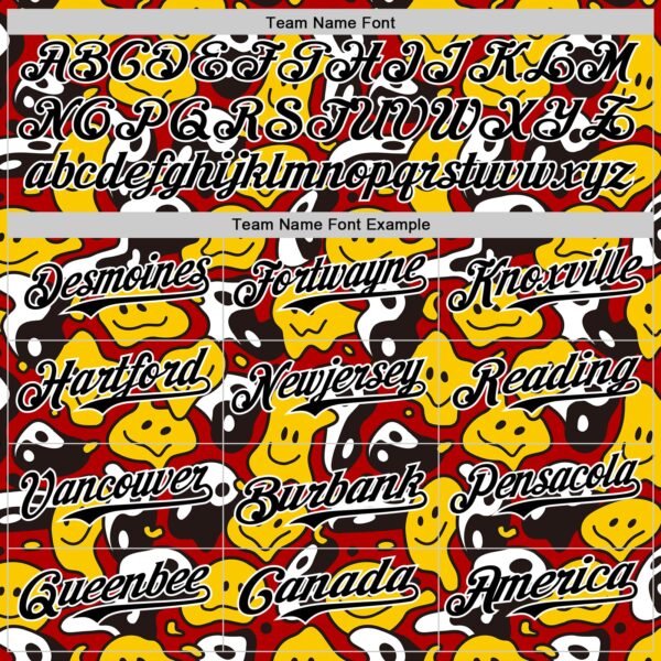 Custom Red Black-White 3D Pattern Design Funny Cartoon Emoji Smile Face And Yin Yang Authentic Baseball Jersey
