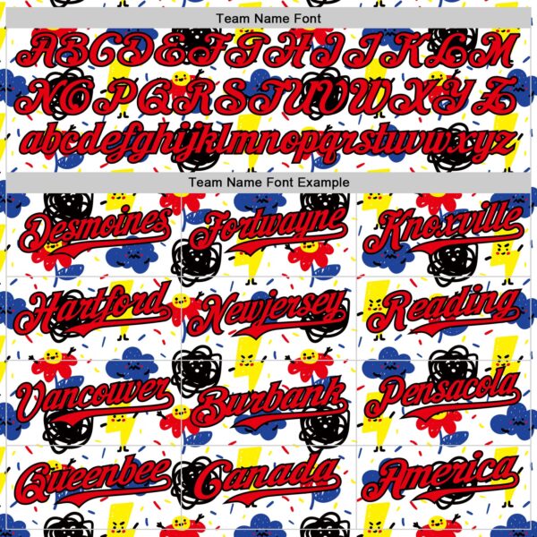 Custom White Fire Red-Black 3D Pattern Design Funny Cartoon Flower Cloud Lightning Authentic Baseball Jersey