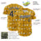 Custom Gold Black-White 3D Pattern Design Funny Cartoon People Authentic Baseball Jersey