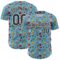 Custom Sky Blue Black-White 3D Pattern Design Funny Cartoon Emoji Authentic Baseball Jersey