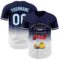 Custom Navy White-Blue 3D Pattern Design Father's Day Fade Authentic Baseball Jersey
