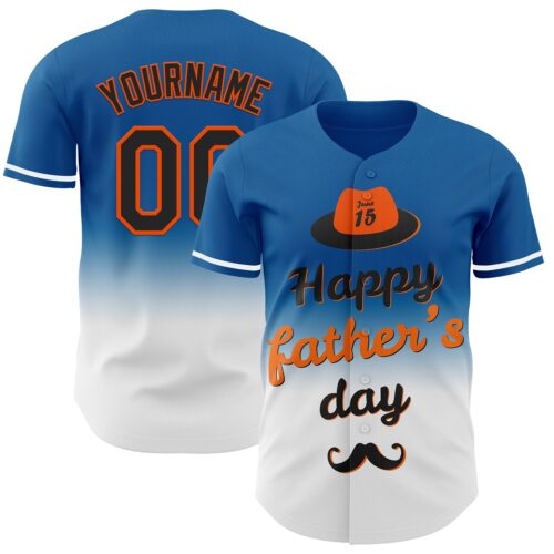 3DPattern6857_8167d76e-f51c-43e3-991f-57db4f7a47ed Custom Blue Black-Orange 3D Pattern Design Father's Day Fade Authentic Baseball Jersey