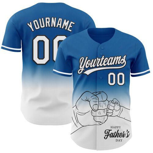 3DPattern6859_dc75c936-92b3-464b-b985-7df82f66fa25 Custom Blue White-Black 3D Pattern Design Father's Day Family Love Fade Authentic Baseball Jersey