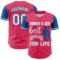 Custom Neon Pink White-Blue 3D Pattern Design Father's Day Family Love Authentic Baseball Jersey