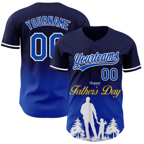 3DPattern6862_b86bf477-f490-4135-ab40-78e9273242a0 Custom Navy Thunder Blue-White 3D Pattern Design Father's Day Family Love Fade Authentic Baseball Jersey