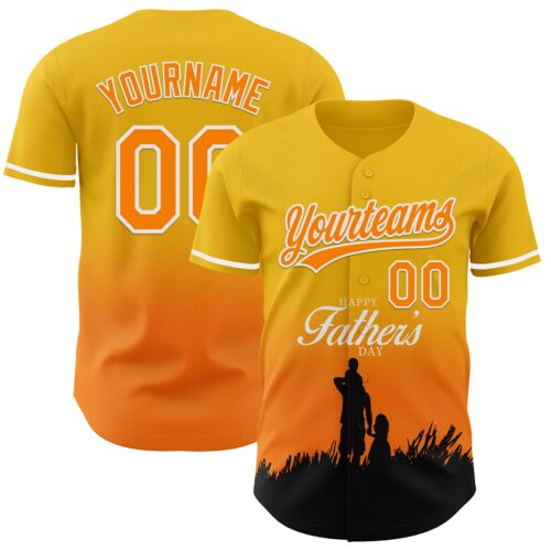 3DPattern6863_e6afd177-a001-4bc1-9a80-372f25af8ac9 Custom Yellow Bay Orange-White 3D Pattern Design Father's Day Family Love Fade Authentic Baseball Jersey