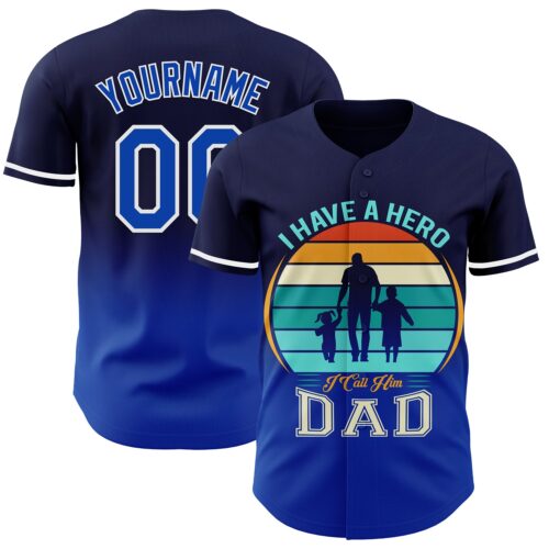 3DPattern6864_cde84dee-cf42-4792-909d-b9413ab1ece4 Custom Navy Thunder Blue-White 3D Pattern Design Father's Day Family Love Fade Authentic Baseball Jersey