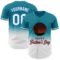 Custom Teal White-Electric Blue 3D Pattern Design Father's Day Family Love Fade Authentic Baseball Jersey