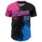 Custom Pink Electric Blue-Black 3D Pattern Design Abstract Brush Stroke Authentic Baseball Jersey