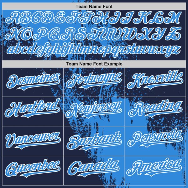 Custom Electric Blue Navy-White 3D Pattern Design Abstract Brush Stroke Authentic Baseball Jersey