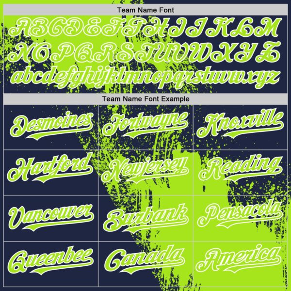 Custom Neon Green Navy-White 3D Pattern Design Abstract Brush Stroke Authentic Baseball Jersey