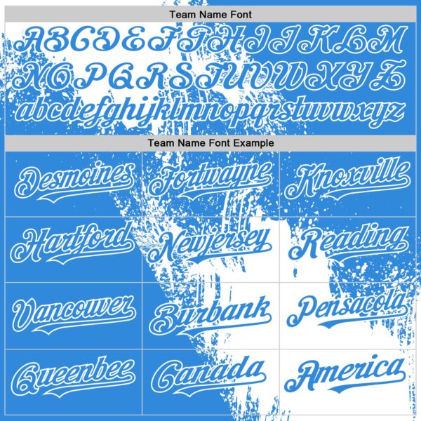 Custom White Electric Blue 3D Pattern Design Abstract Brush Stroke Authentic Baseball Jersey