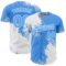 Custom White Electric Blue 3D Pattern Design Abstract Brush Stroke Authentic Baseball Jersey