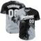Custom Silver Black-White 3D Pattern Design Abstract Brush Stroke Authentic Baseball Jersey