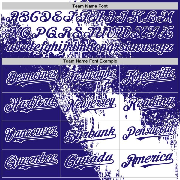 Custom White Dark Purple 3D Pattern Design Abstract Brush Stroke Authentic Baseball Jersey