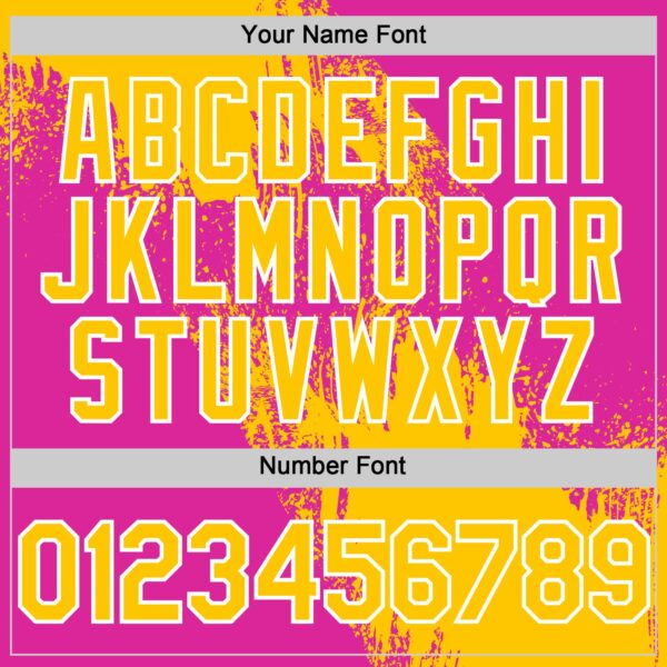 Custom Yellow Deep Pink-White 3D Pattern Design Abstract Brush Stroke Authentic Baseball Jersey