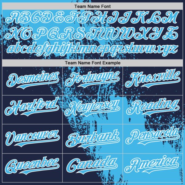 Custom Sky Blue Navy-White 3D Pattern Design Abstract Brush Stroke Authentic Baseball Jersey
