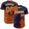 Custom Texas Orange Navy-White 3D Pattern Design Abstract Brush Stroke Authentic Baseball Jersey