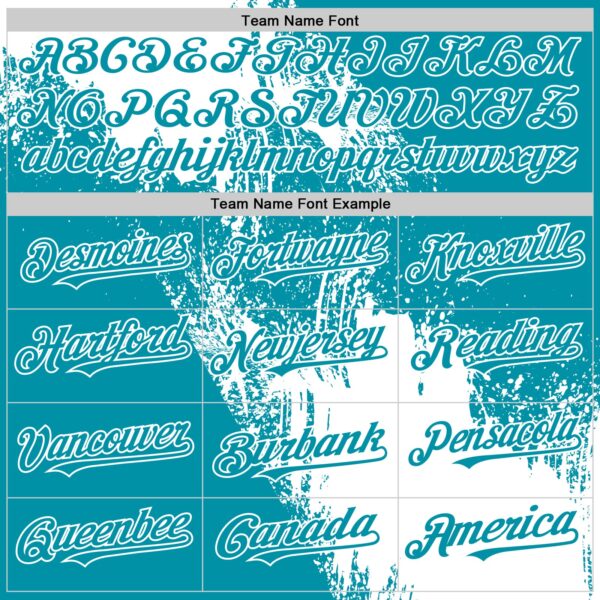 Custom White Teal 3D Pattern Design Abstract Brush Stroke Authentic Baseball Jersey