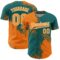 Custom Bay Orange Teal-White 3D Pattern Design Abstract Brush Stroke Authentic Baseball Jersey