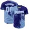 Custom Light Blue Dark Purple-White 3D Pattern Design Abstract Brush Stroke Authentic Baseball Jersey
