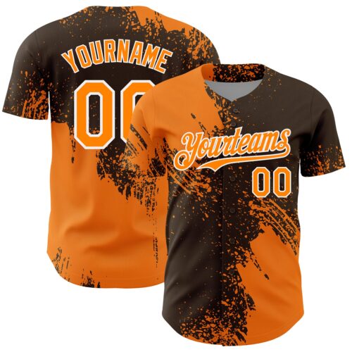 3DPattern7119 Custom Bay Orange Brown-White 3D Pattern Design Abstract Brush Stroke Authentic Baseball Jersey