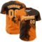Custom Bay Orange Brown-White 3D Pattern Design Abstract Brush Stroke Authentic Baseball Jersey