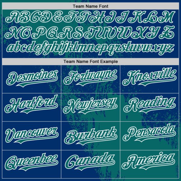 Custom Teal US Navy Blue-White 3D Pattern Design Abstract Brush Stroke Authentic Baseball Jersey