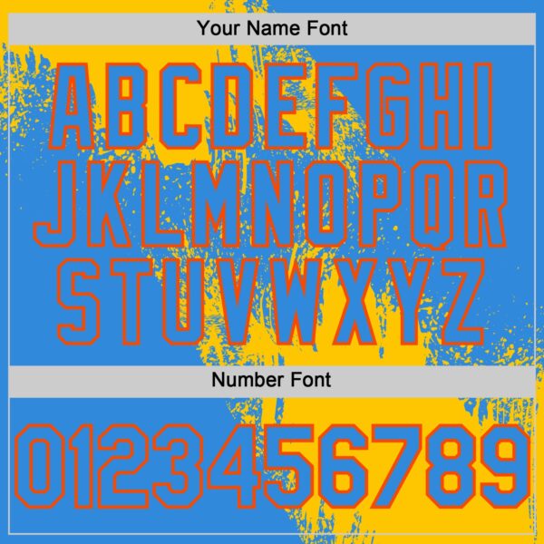 Custom Yellow Electric Blue-Orange 3D Pattern Design Abstract Brush Stroke Authentic Baseball Jersey