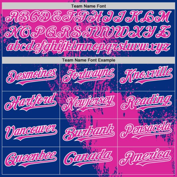 Custom Deep Pink Royal-White 3D Pattern Design Abstract Brush Stroke Authentic Baseball Jersey