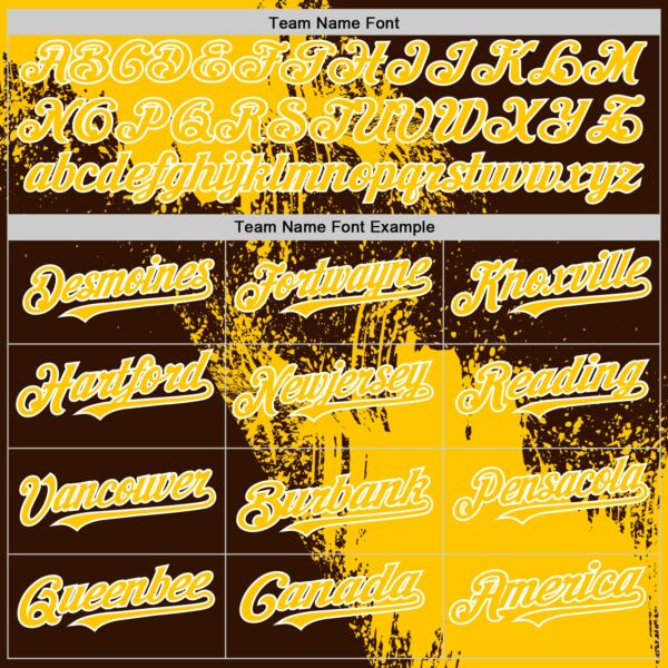 Custom Yellow Brown-White 3D Pattern Design Abstract Brush Stroke Authentic Baseball Jersey
