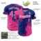 Custom Pink Royal-White 3D Pattern Design Abstract Brush Stroke Authentic Baseball Jersey