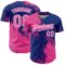 Custom Pink Royal-White 3D Pattern Design Abstract Brush Stroke Authentic Baseball Jersey