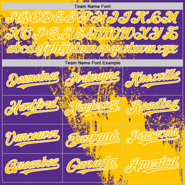 Custom Yellow Purple-White 3D Pattern Design Abstract Brush Stroke Authentic Baseball Jersey