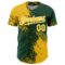 Custom Yellow Green-White 3D Pattern Design Abstract Brush Stroke Authentic Baseball Jersey
