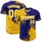 Custom Yellow Dark Purple-White 3D Pattern Design Abstract Brush Stroke Authentic Baseball Jersey