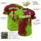 Custom Neon Green Crimson-White 3D Pattern Design Abstract Brush Stroke Authentic Baseball Jersey