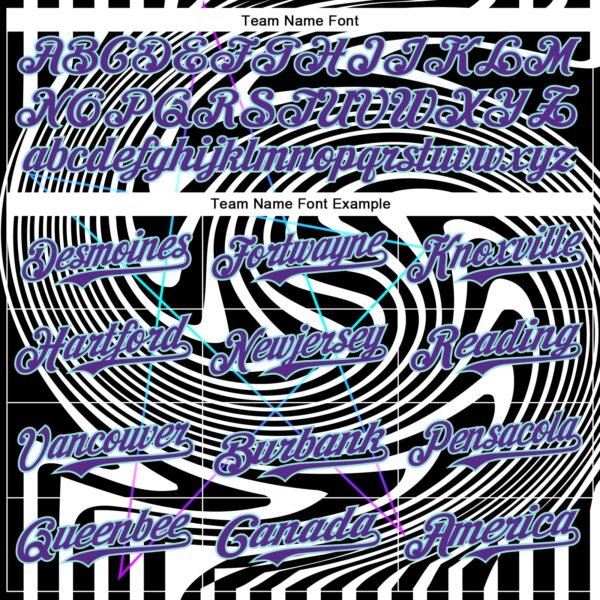 Custom Black Purple-Ice Blue 3D Pattern Design Rave Psychedelic Fluid Art Authentic Baseball Jersey