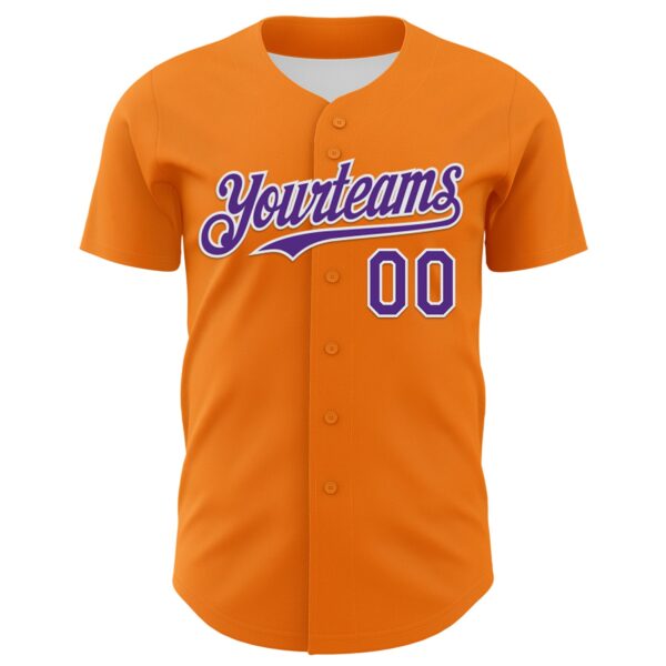 Custom Bay Orange Purple-White 3D Pattern Design Rave Psychedelic Neon Fluid Art Authentic Baseball Jersey