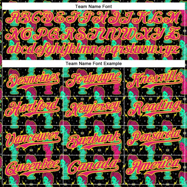 Custom Black Hot Pink-Light Yellow 3D Pattern Design Rave Psychedelic Sculpture Authentic Baseball Jersey