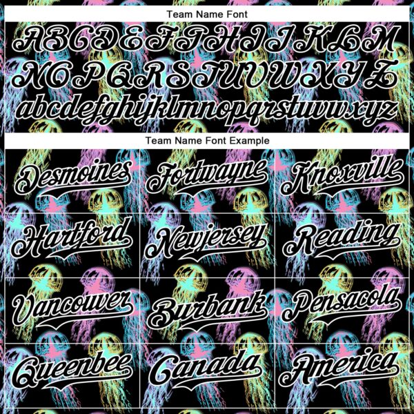 Custom Black White 3D Pattern Design Rave Psychedelic Jellyfish Authentic Baseball Jersey