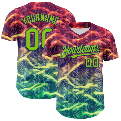 3DPattern7199 Custom Black Neon Green-Royal 3D Pattern Design Rave Psychedelic Tiny Spot Authentic Baseball Jersey